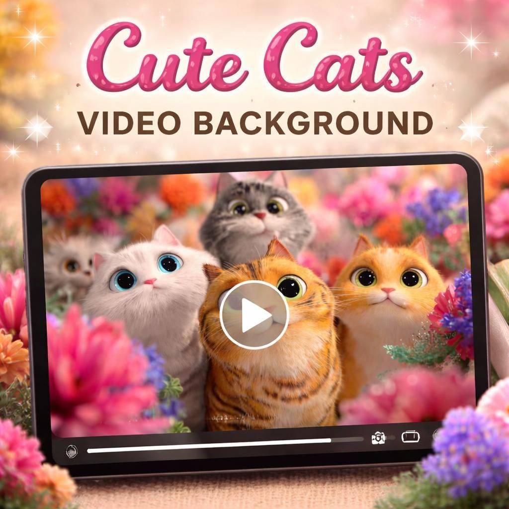 Cute Cats Animated Loop Video | Seamless abstract background, pets, cute loop, cats video | Twitch, YouTube, Zoom, presentations