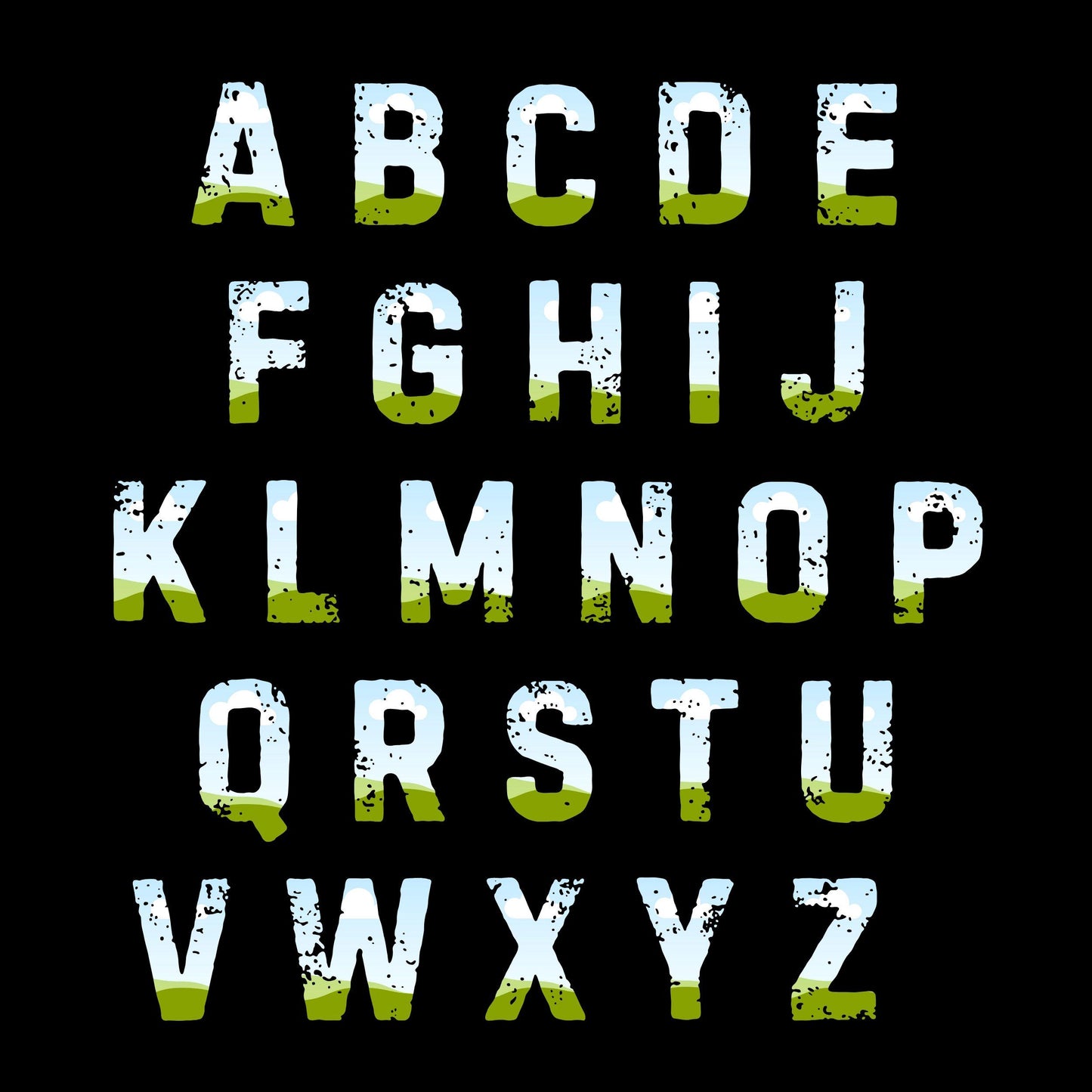 Letter Canva Frames - Drag and Drop Frames -  Distressed Fillable Alphabet Font Letters PNG Canva Frame Alphaset Doodle Templates