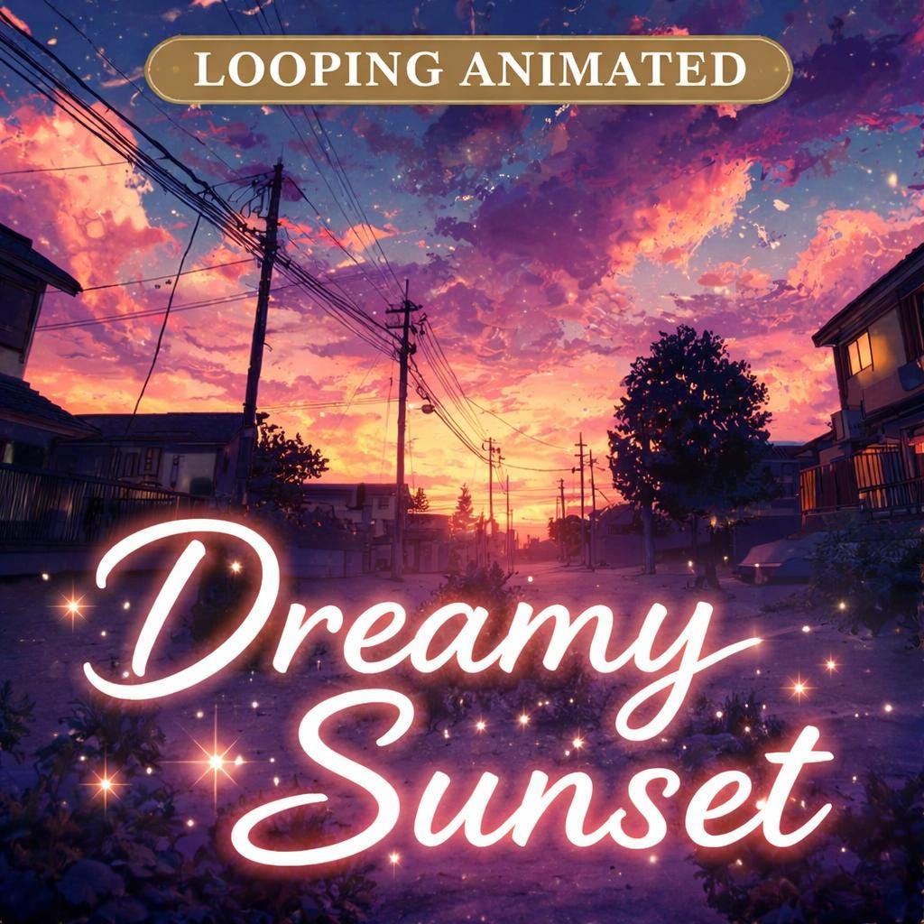 Anime Sunset Sky Loop Video | Cloud Animation, Night Sky, Kawaii Aesthetic | Animated Background for Streams, YouTube, VJ Visuals