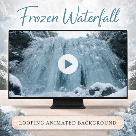 Frozen Waterfall Winter Loop Video | Snowy Animated Background, Cozy Ambience | Frozen Waterfall Video for Relaxing Scenes