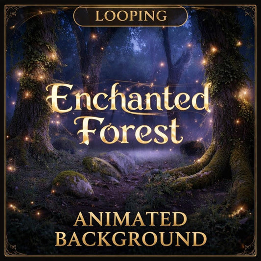 Enchanted forest background | Fireflies loop video, animated backdrop | Cozy nature ambience, forest video for streams and decor
