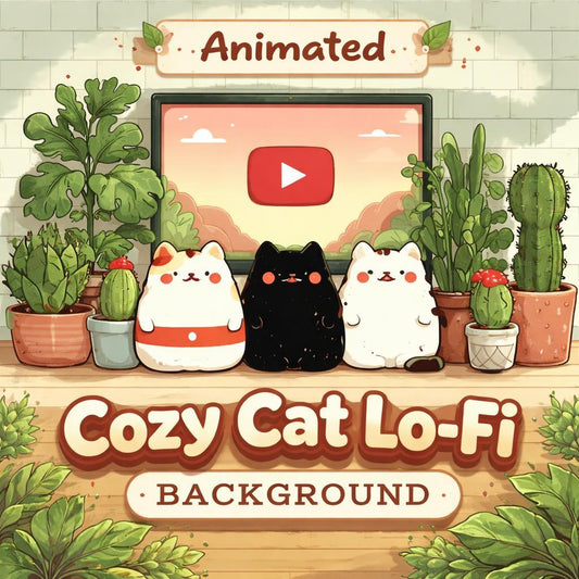 Cute Cat Cafe Animation Loop | Anime Kawaii cozy ambience | Lofi animated background for videos, streams, study, relaxation
