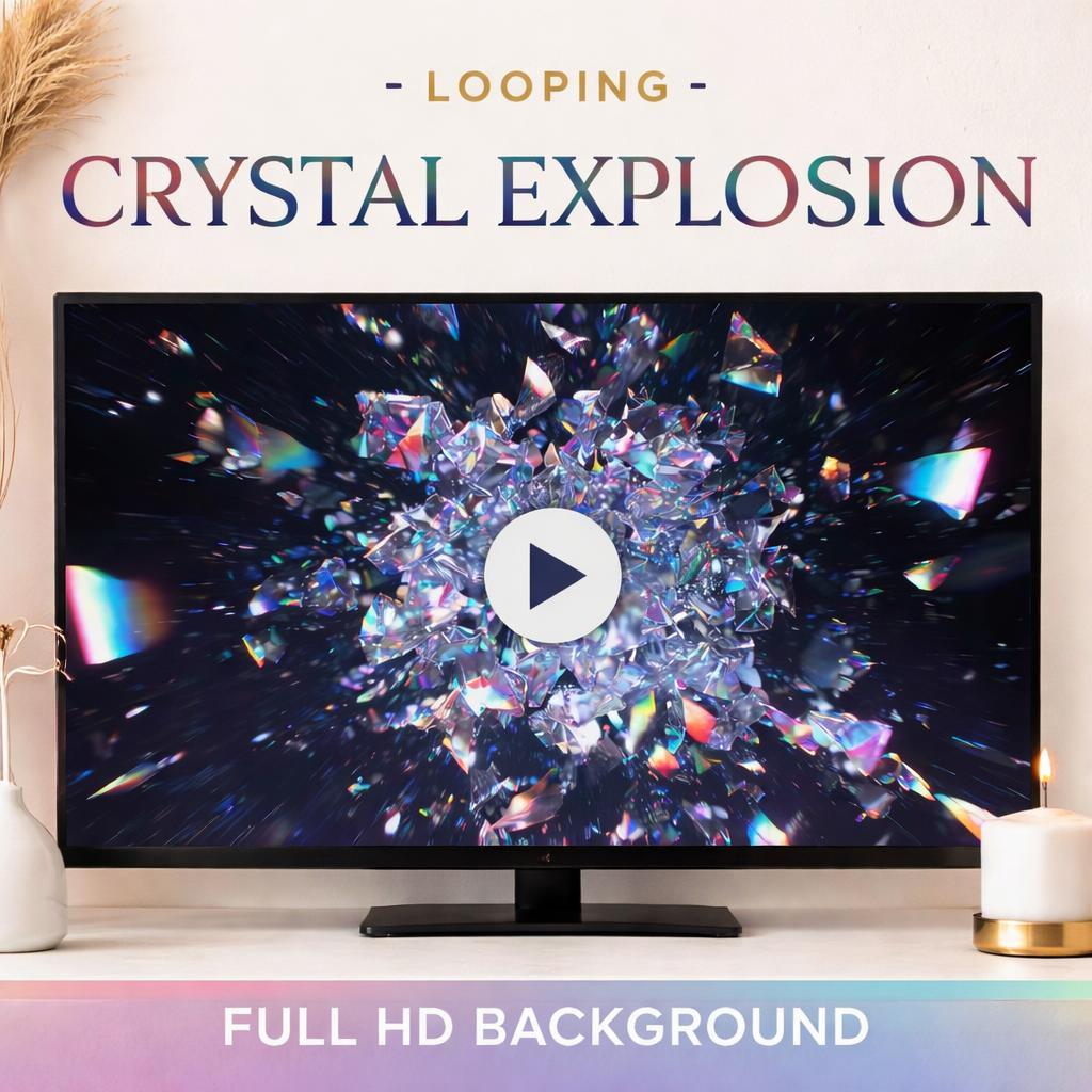 Holographic Crystal Shatter Loop Video | Seamless Animated Background | Sci‑Fi Cyberpunk | Video Background | Looped Video