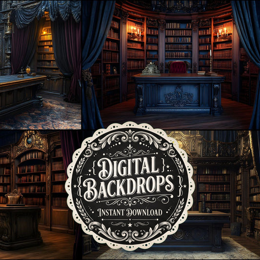 Dim Lit Library Backdrop Images