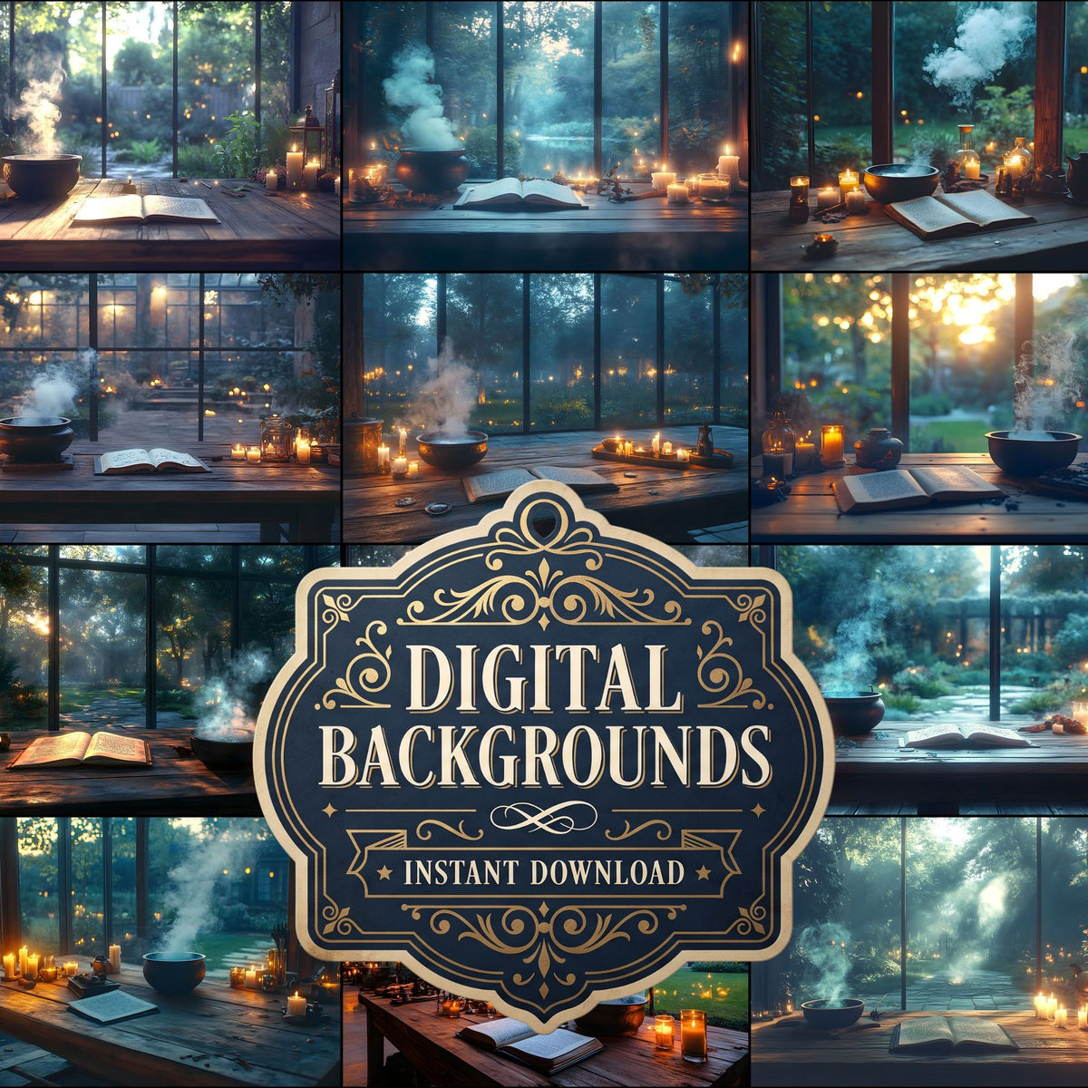 Dimly Lit Spellbook Room Backdrop Images