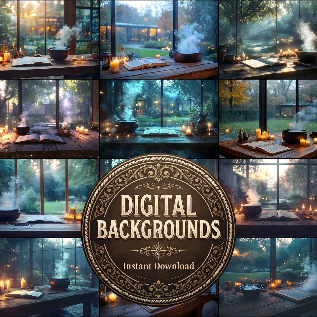 Dimly Lit Spellbook Room Backdrop Images