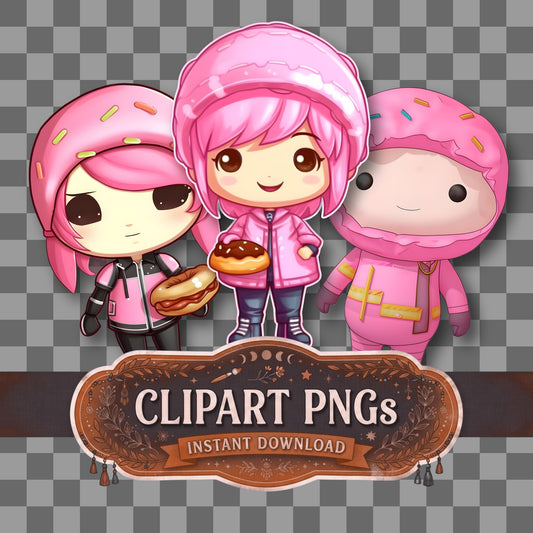 Donut Mascot clipart with transparent background, digital download cover
