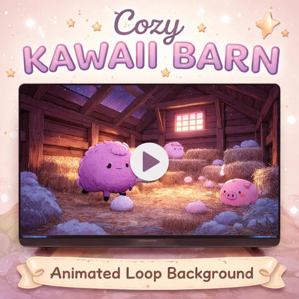 Animated Background Farm Animals Loop | Cute Kawaii Video | Seamless Animals Background for Stream, YouTube, Overlay