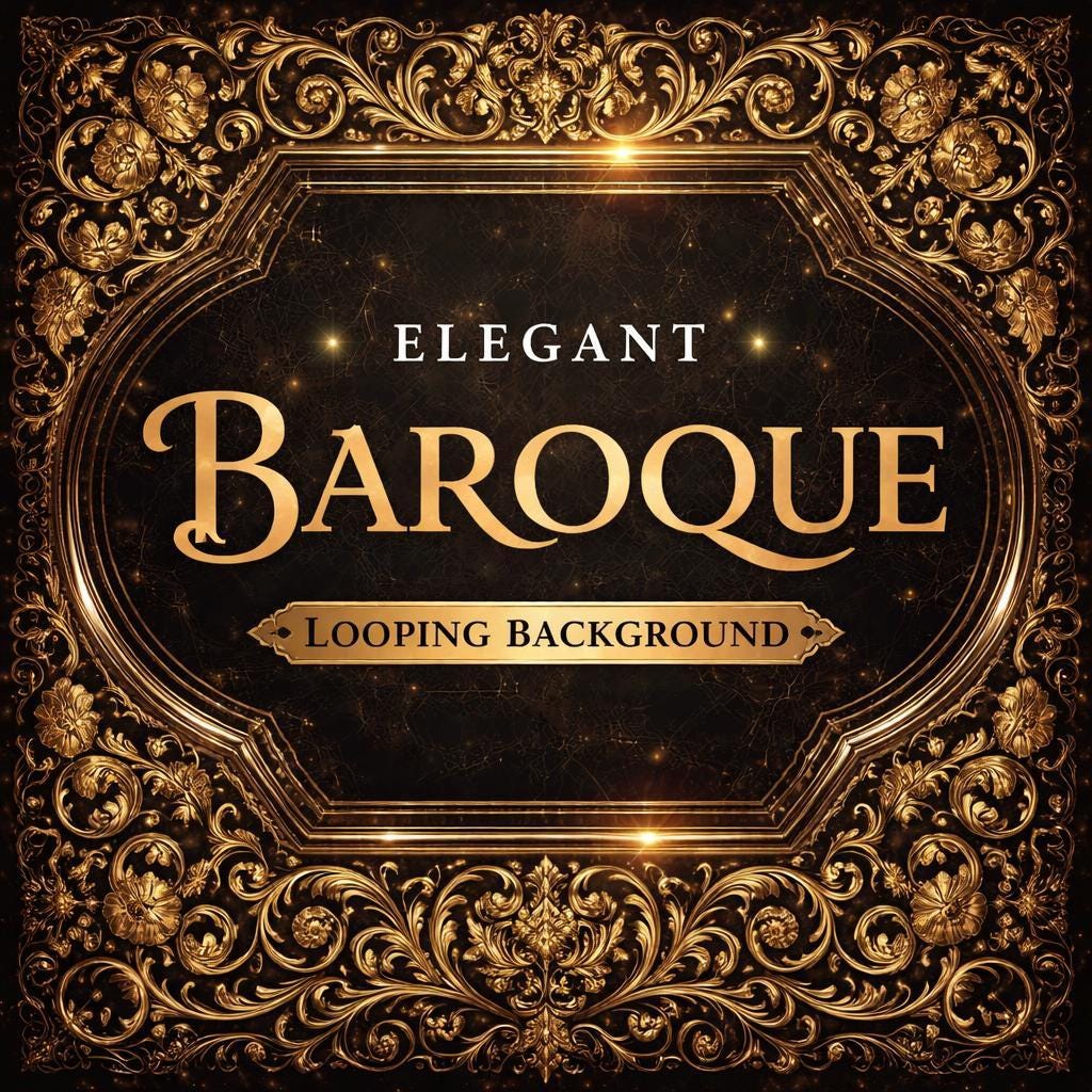 Vintage baroque gold background loop | Seamless ornate frame video | Animated abstract backdrop for overlays and events
