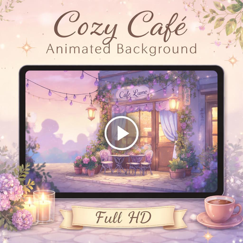 Cozy Paris Cafe Loop Animation | Anime & Kawaii lofi ambience | animated background video for streaming, study, relaxing