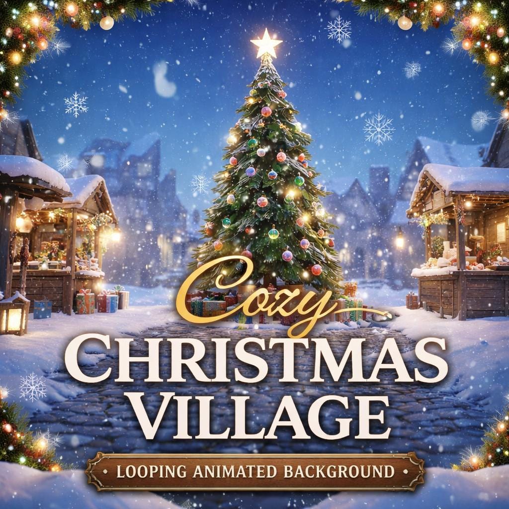 Christmas tree snow loop animation | Winter forest background, cozy ambience | Seamless Christmas video for screens and events