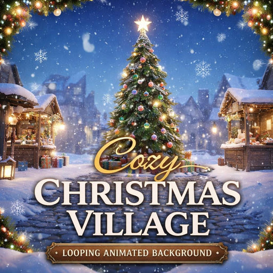 Christmas tree snow loop animation | Winter forest background, cozy ambience | Seamless Christmas video for screens and events