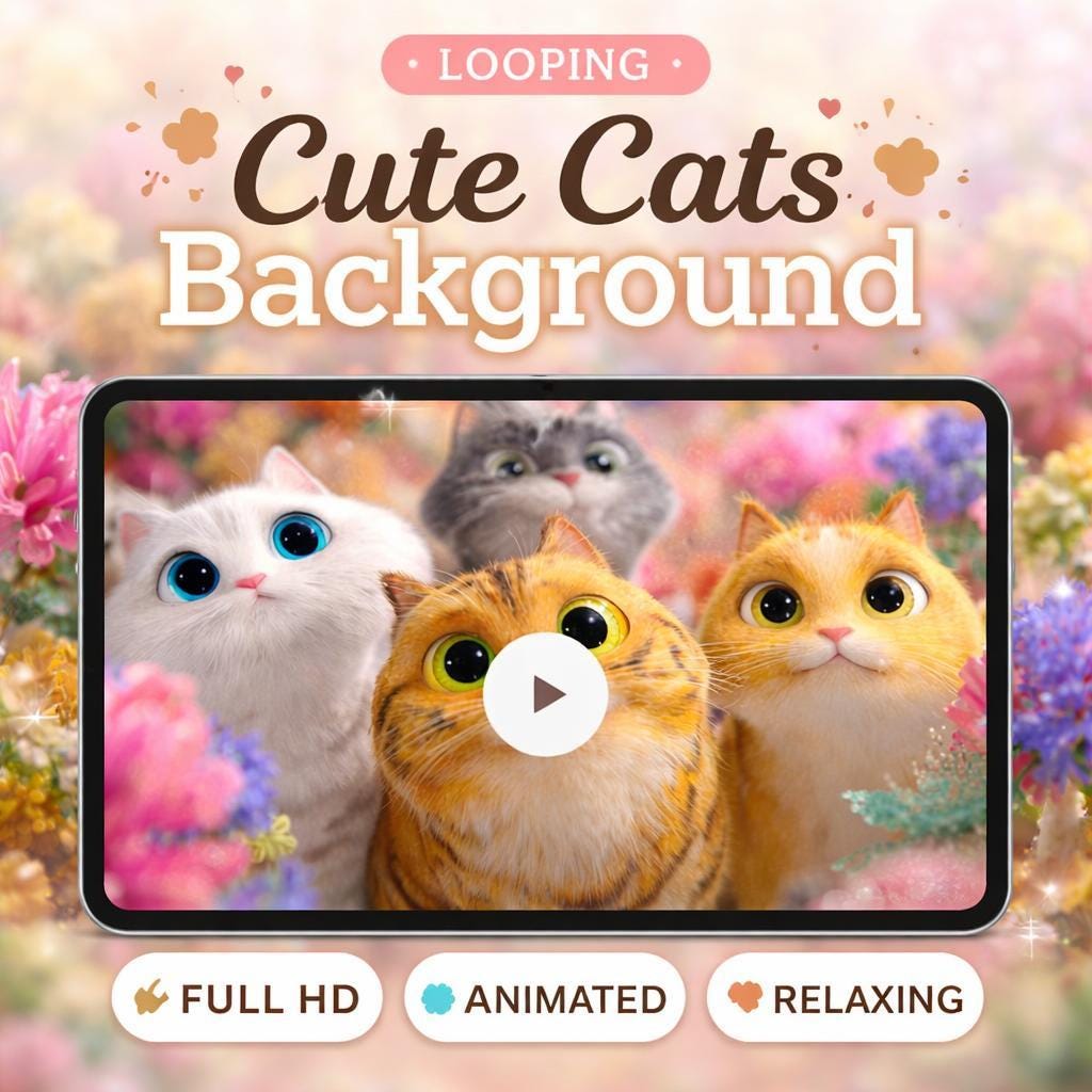 Animated background loop | Cute kittens seamless video | Abstract playful backdrop for streaming, overlays, and socials
