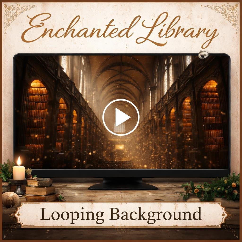 Cinematic Library Background | Cozy Old Library Dust Particles Animated Loop Video | Lofi Study, Streaming, YouTube Backdrop
