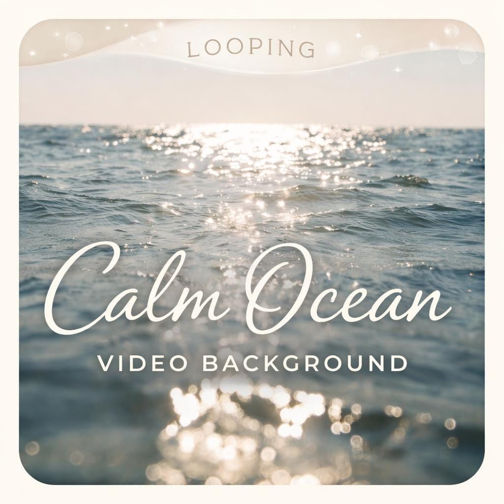 Ocean Waves Loop Video | Sparkling Sunlight Sea Background, Calming Waves Animation | Seamless Animated Background