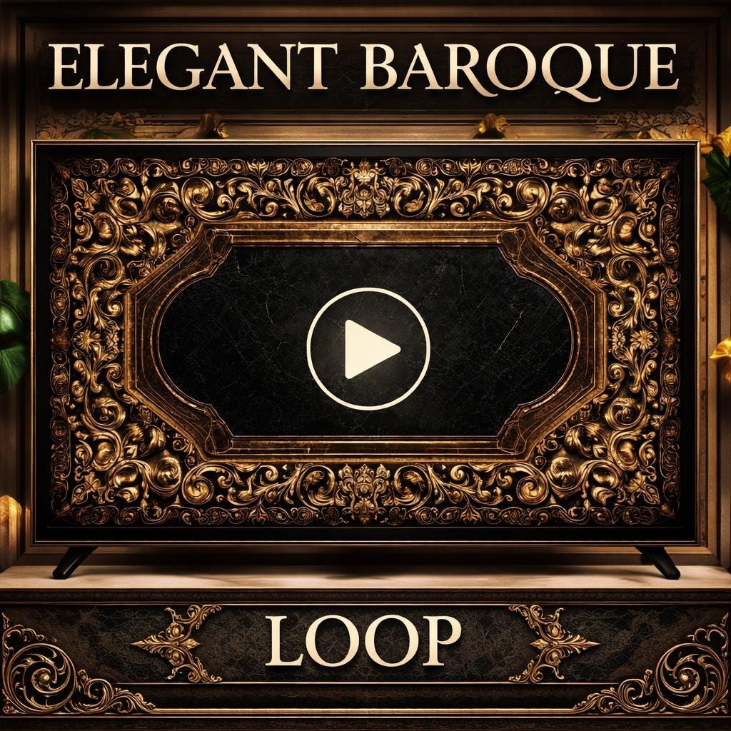 Vintage baroque gold background loop | Seamless ornate frame video | Animated abstract backdrop for overlays and events