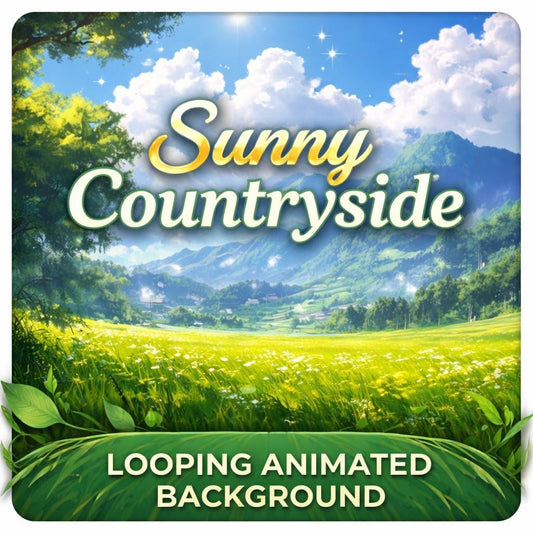 Animated Background Mountain Meadow Loop | Nature Scenic Video | Anime Kawaii Animation for Streams, VTubers, Overlays