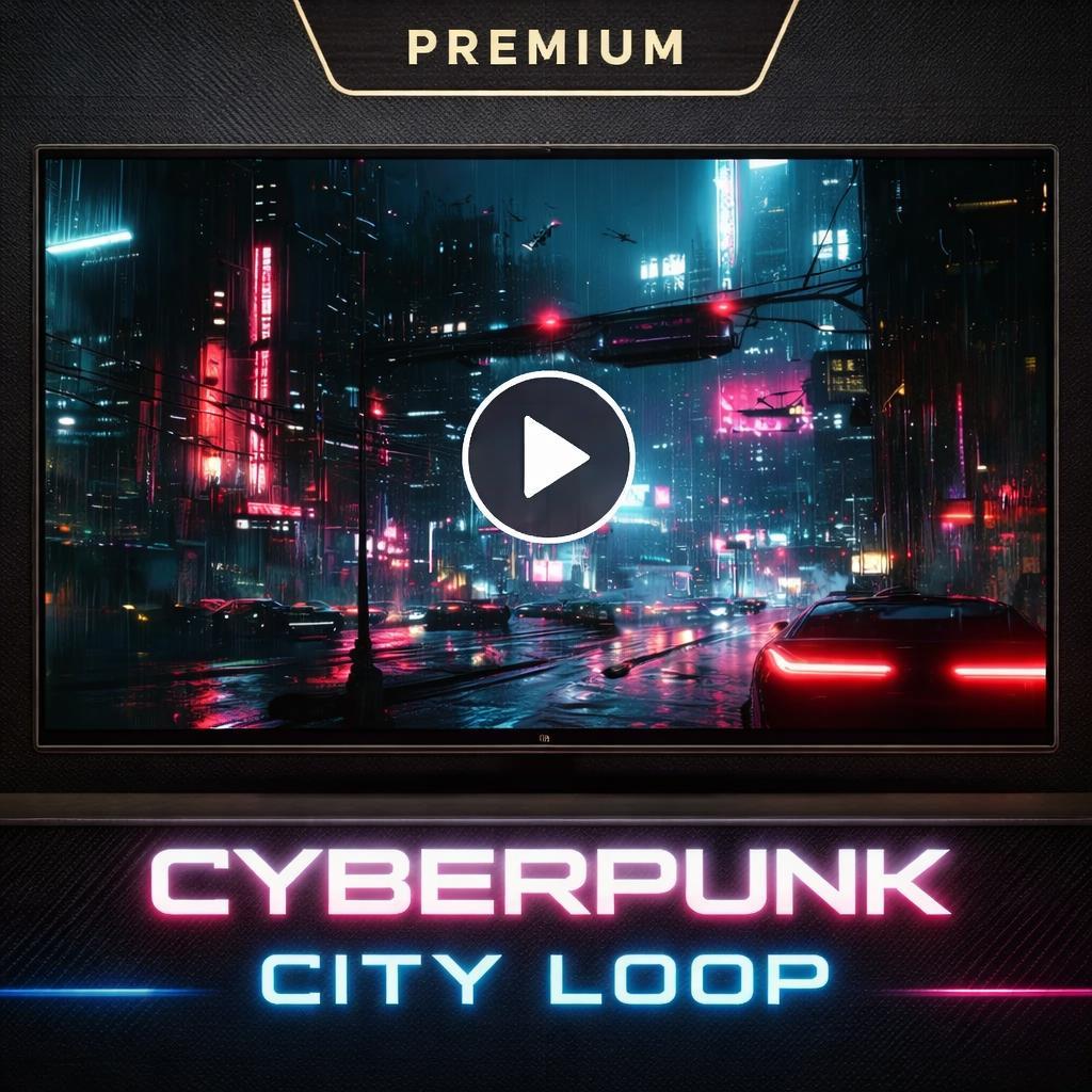 Cyberpunk Neon City Rain Loop | Neon city background, cozy ambience video, sci‑fi rain loop, animated cyberpunk backdrop