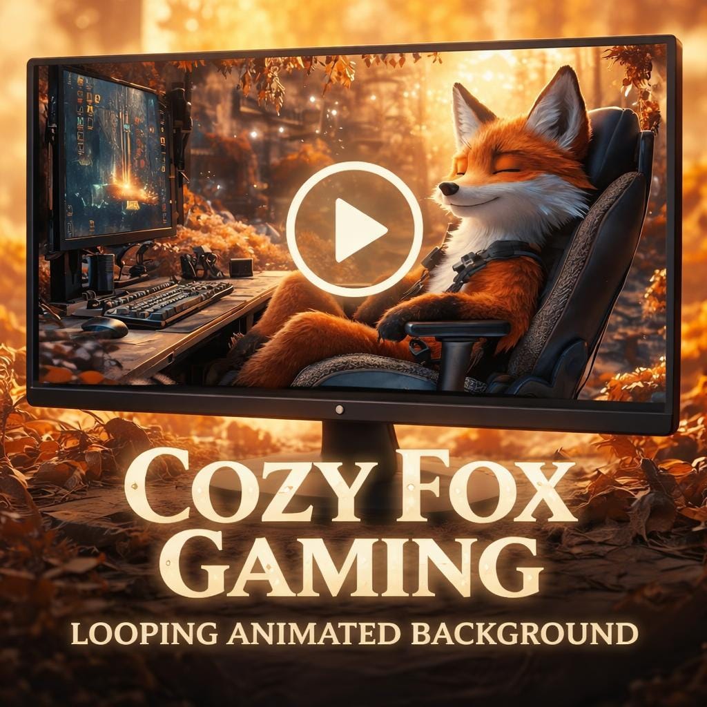 Animated Background Loop | Cozy Fox Gamer Aesthetic | Lofi Seamless Video for Streams, YouTube, VJ, Overlays
