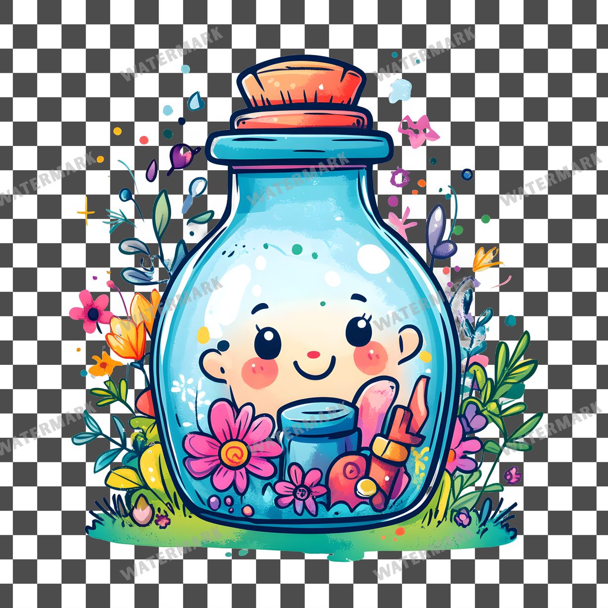 Apothecary Bottle Kawaii Style Clipart Pngs