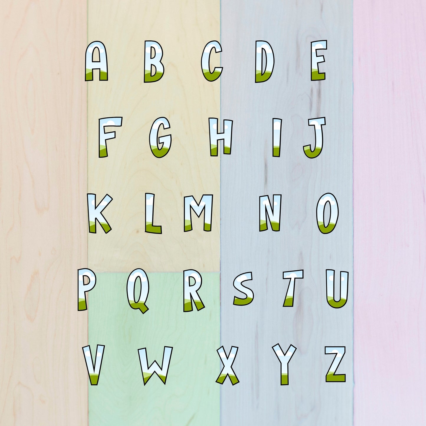Fill your own Doodle Letters - CANVA Drag and Drop Frames - Fillable Alphabet Font Letters PNG Canva Frame Alphaset Doodle Templates