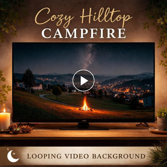 Animated Night City Background | Neon skyline, rain, campfire loop video | Cozy lo-fi scene for streams and videos