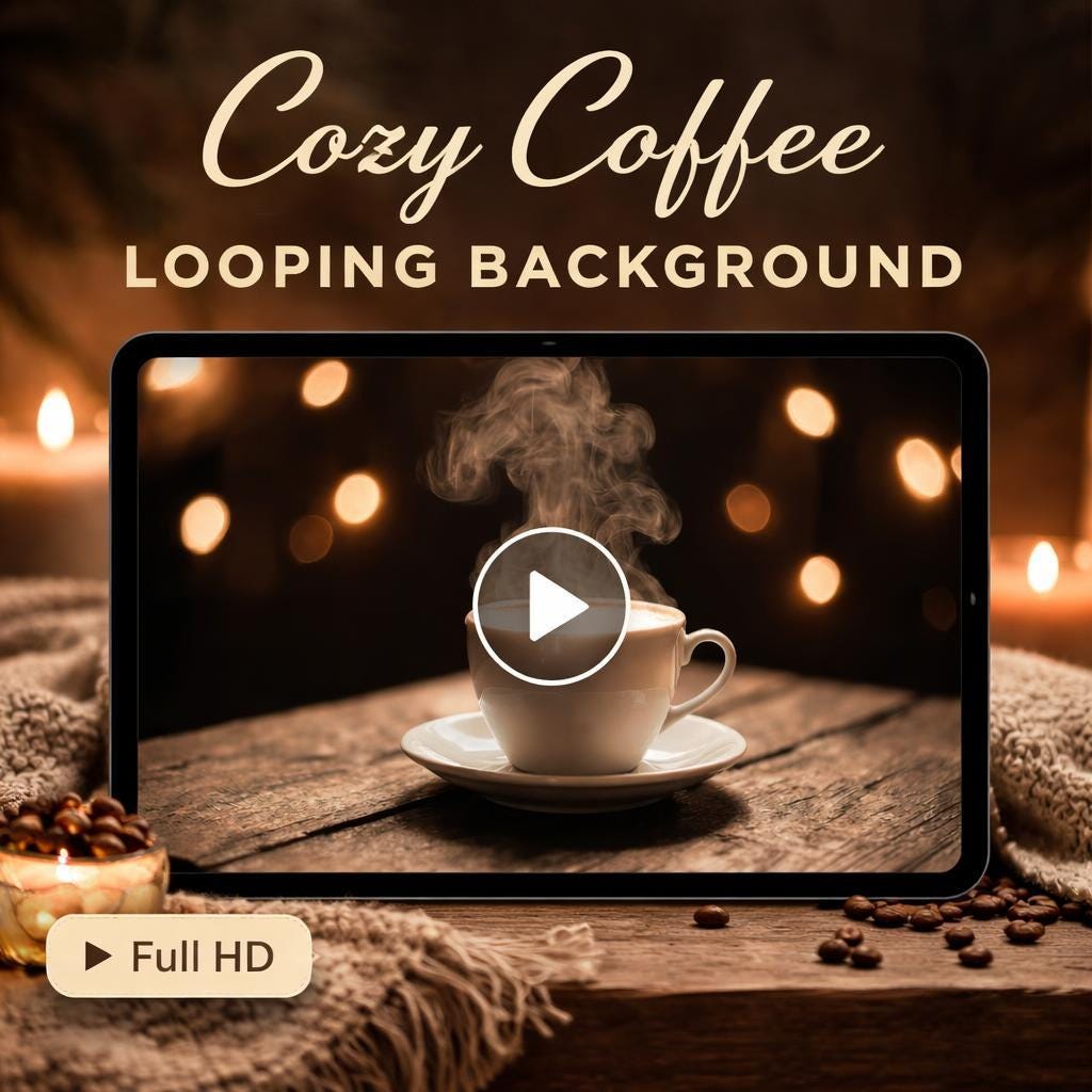 Steaming Coffee Cup Loop Video | Cozy cafe ambience, lofi background, motion background | Relax, study, stream backdrop