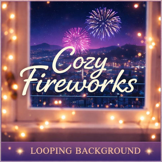City Window Fireworks Loop Video | Neon city, rain, abstract seamless | Animated background for editing, VJ, overlays