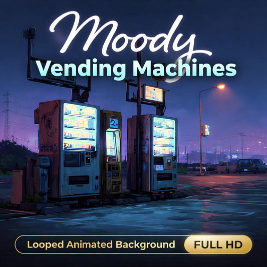 Neon background loop | Cyberpunk city night, vending machine animated video | Stream, overlays, YouTube, Twitch, music visuals