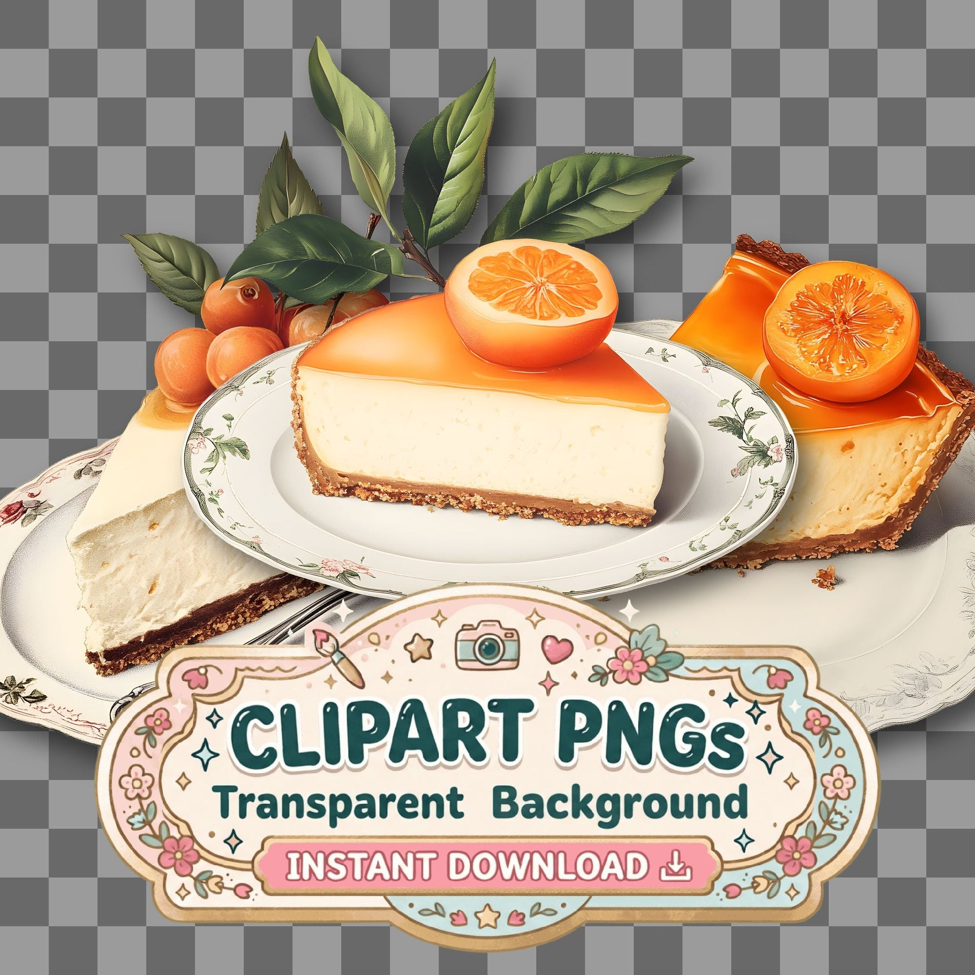 Apricot Chees Vintage Style Clipart Pngs