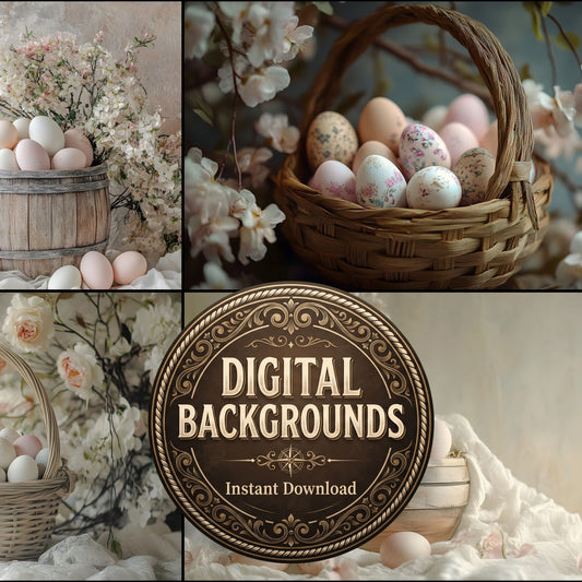 Elegant Wooden Easter Basket Backdrop Images