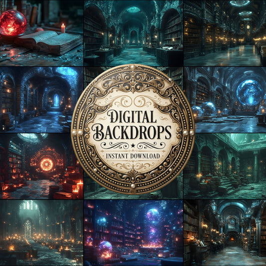 Enchanted Dark Library Backdrop Images