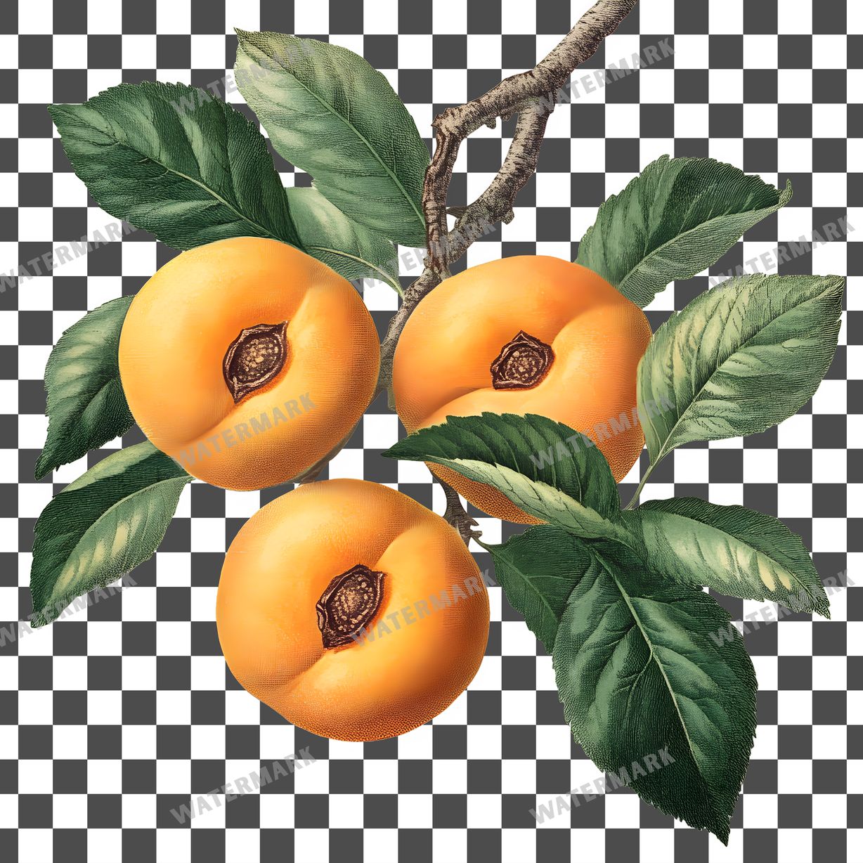 Apricots Vintage Style Clipart Pngs