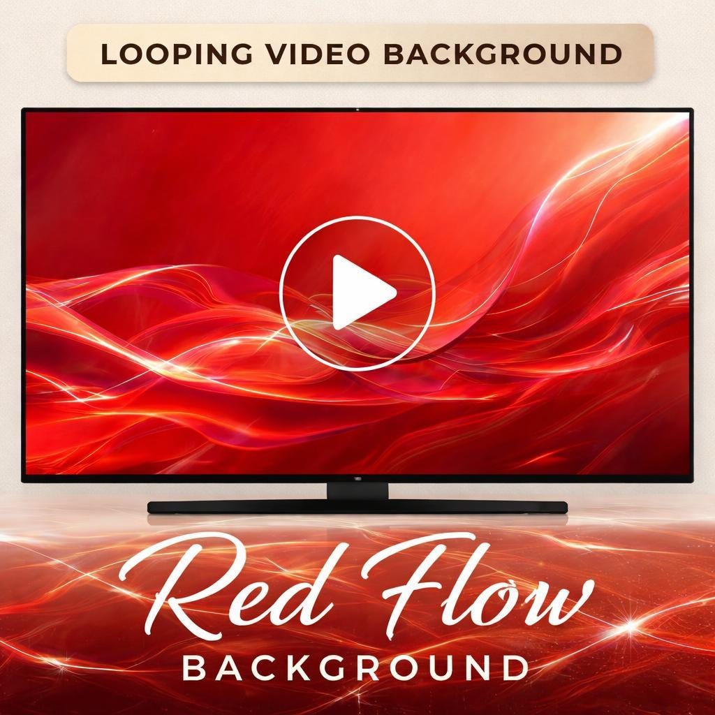 Red abstract wave loop video | Seamless background, calming ocean vibes, animated screen | Red backdrop for videos & events