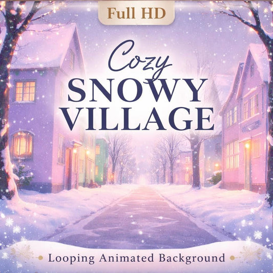 Cozy Winter Snowy Town Loop | Animated background, lofi ambience, snow video, winter scene | Streaming, screensaver, decor
