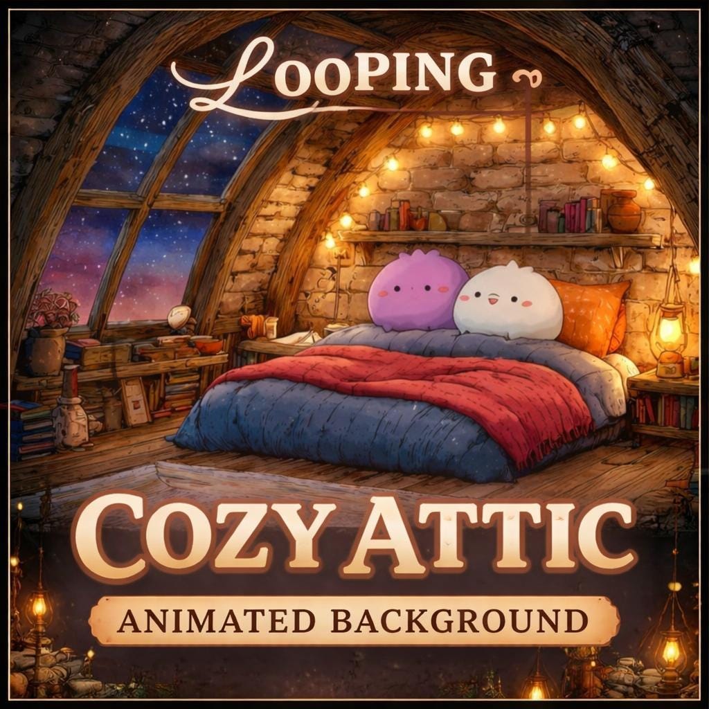 Cozy Cottage Bedroom Animation Loop | Anime Kawaii ambience, lofi room background, VTuber overlay, cozy video for streams & YouTu