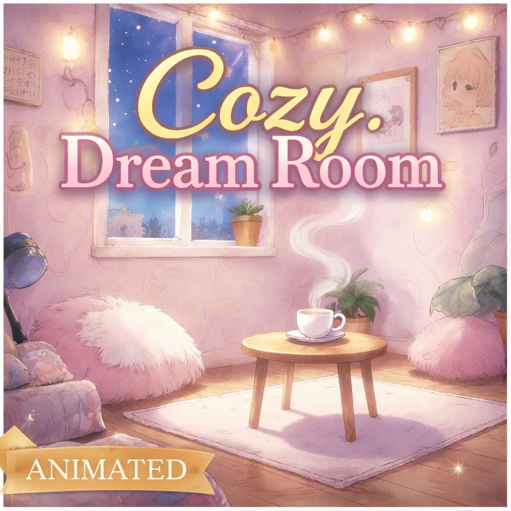 Anime Background Loop | Cozy Bedroom Ambience, Lofi Room | VTuber Background Video, Animated Cozy Loop