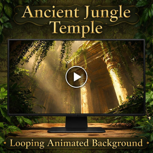 Ancient Jungle Temple Ruins Loop | Motion background, seamless animation | Forest nature video background for streams and slidesh