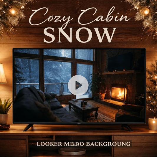 Animated Fireplace Background Loop | Cozy Cabin Snowstorm | Lofi Ambience Video for Christmas Winter Scenes