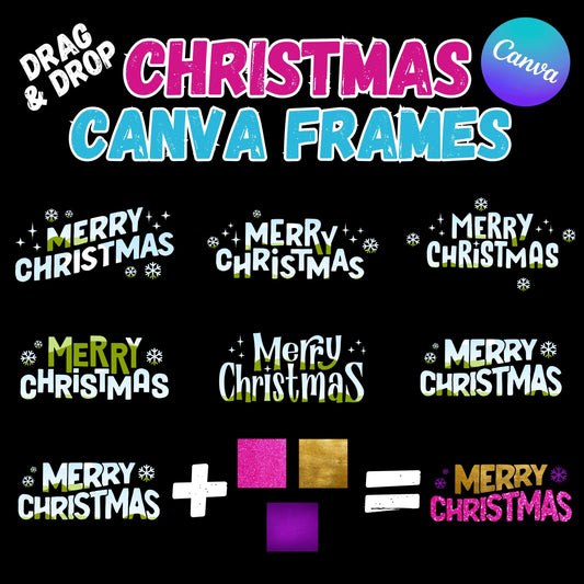 Merry Christmas Canva Frames - Drag and Drop Christmas Shapes - Canva Templates PNG Designs - Merry Christmas SVG Editable Canva Templates