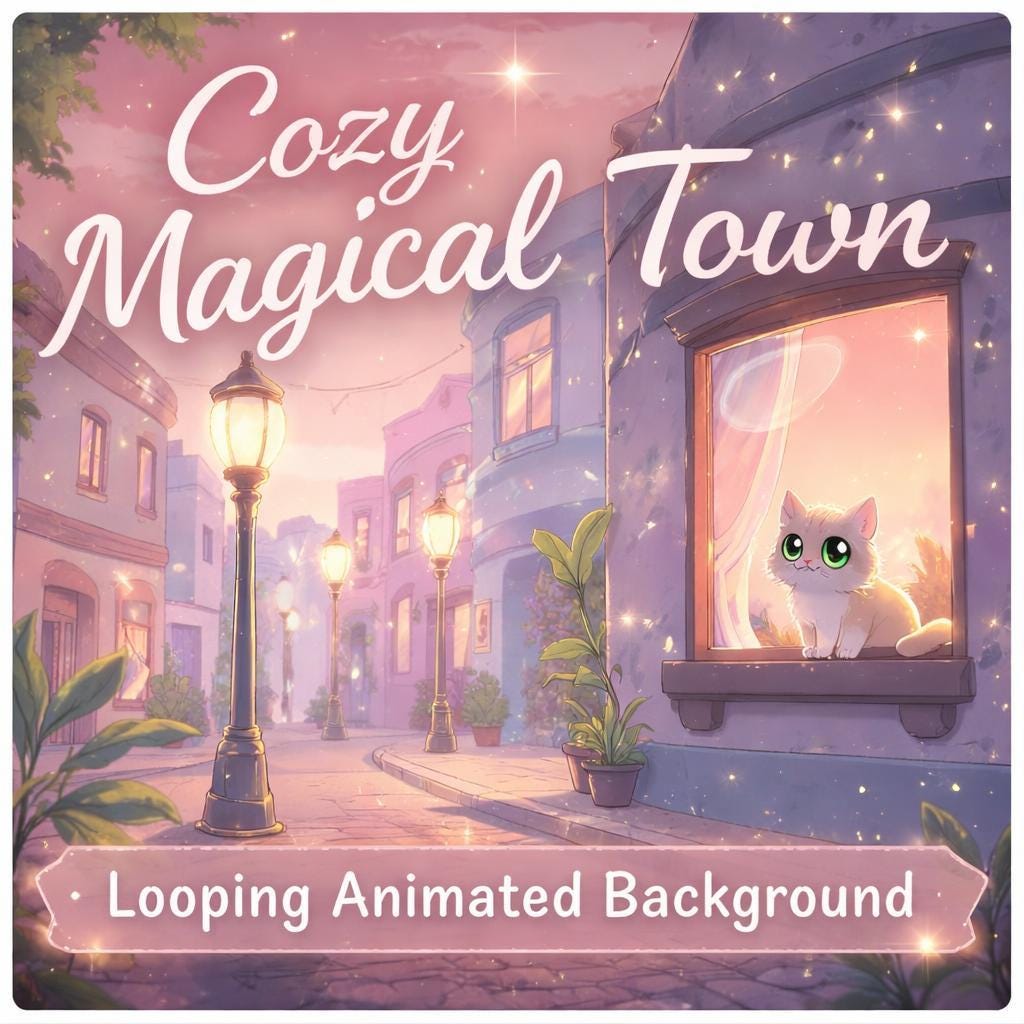 Animated Cat Background Loop | Cute Kawaii Window Scene | Seamless Video for Streaming, Overlays, VTubers, Twitch, YouTube