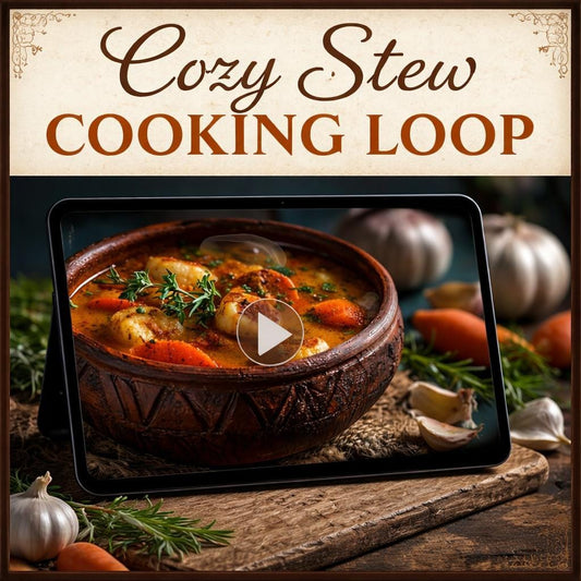 Hearty Scallop Stew Animated Background | Seamless Loop Video | Food & Drink Video Background for Menus, Streams, Social Media