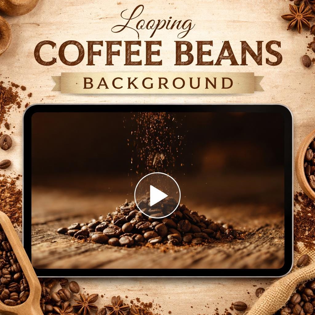 Coffee Beans Pouring Loop Video | Seamless Animated Background | Cozy Cafe Ambience, Lofi, Abstract, Relaxing, Menu Display, Stre