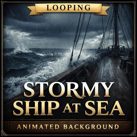 Stormy Ocean Loop Video | Ship in Lightning Storm, Rain Background, Sea Waves, Stormy Abstract Seamless | VJ, Overlay, Live Stream