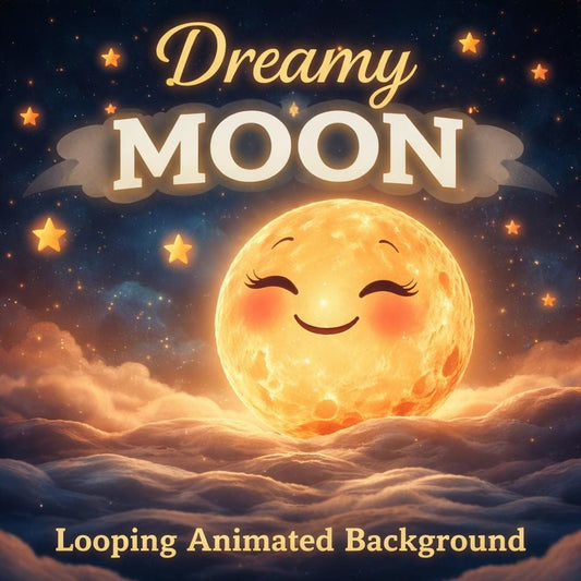 Moon Background Animated Loop | Cute Smiling Night Sky Video | Space Loop for Streaming, Overlays, VJ, Twitch, YouTube