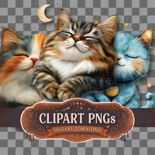 Faded Celestial Cat Clipart Pngs