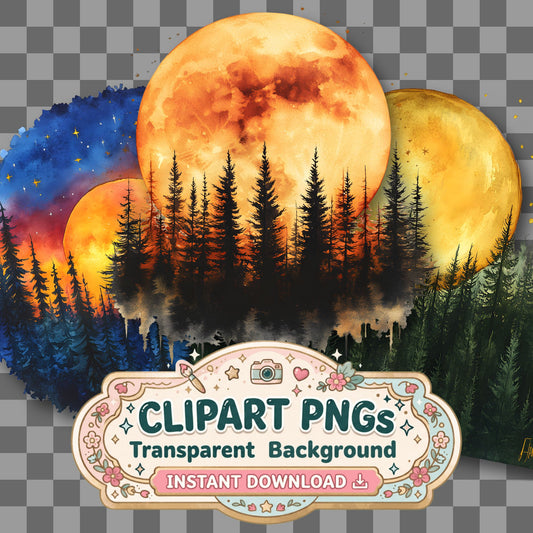 Faded Forest Watercolor Clipart Pngs
