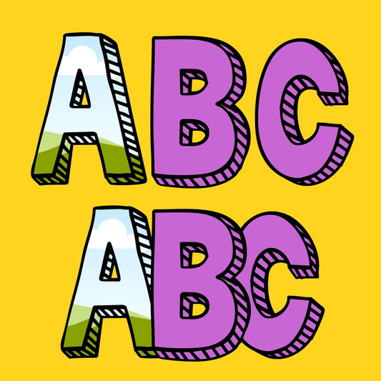 Letter Canva Frames - Drag and Drop Frames - Groovy Retro Doodle Fillable Alphabet Font Letters PNG Canva Frame Alphaset Doodle Templates