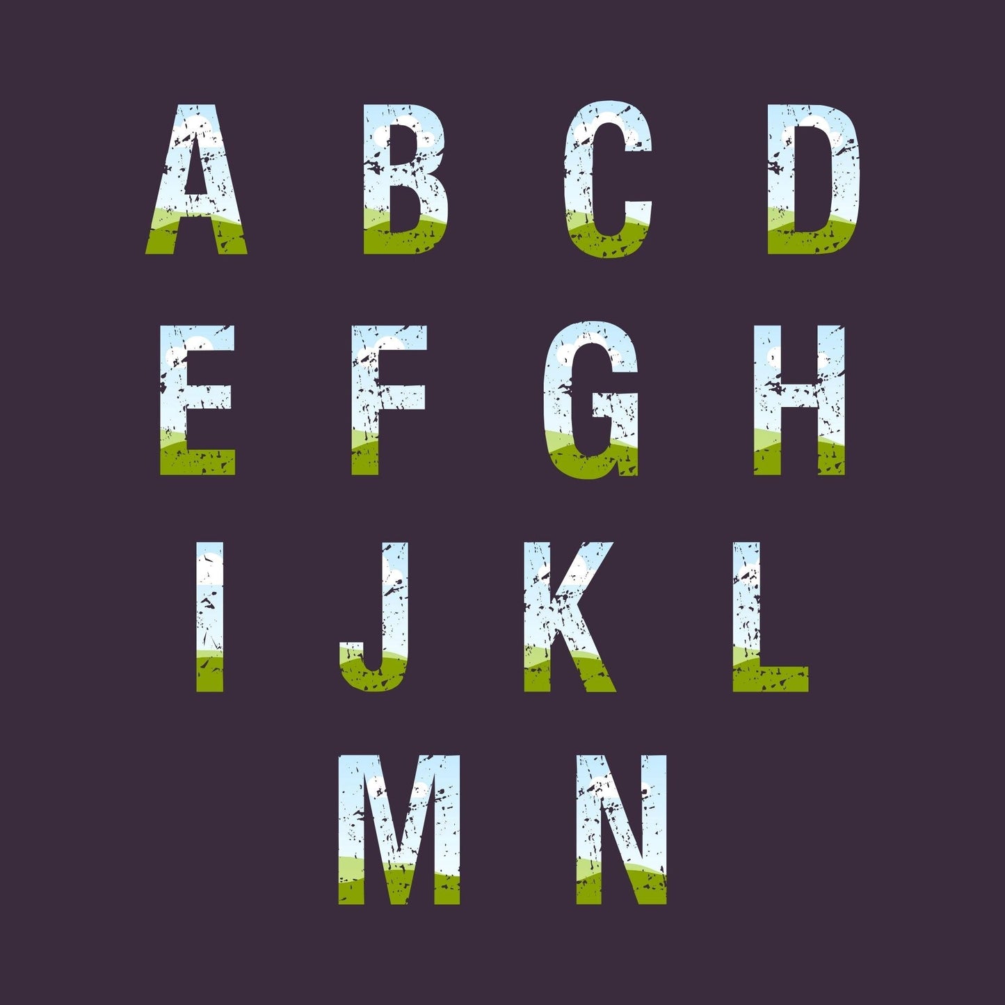 Letter Canva Frames - Drag and Drop Frames -  Distressed Fillable Alphabet Font Letters PNG Canva Frame Alphaset Doodle Templates
