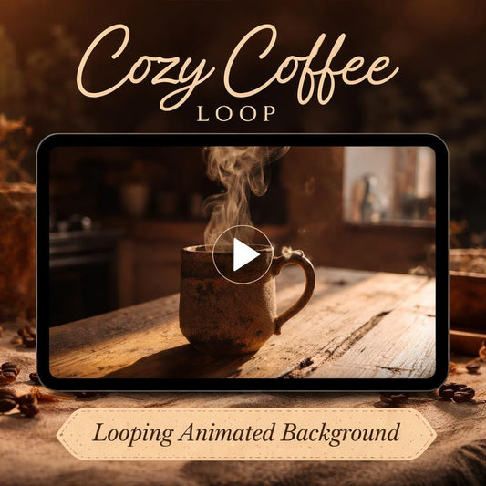 Animated Coffee Background Loop | Cozy steaming mug, cafe ambience, lofi vibe | Relax, study, stream scenes